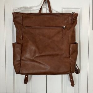 Freshly Picked Amber Minimal Backpack Diaper Bag Brown Zip Square